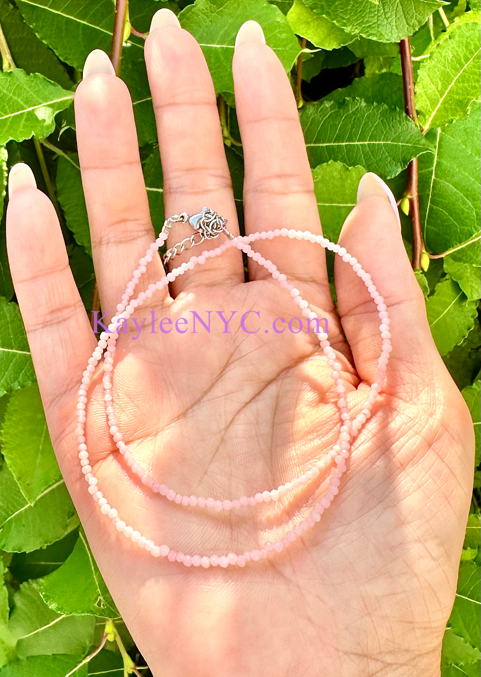 KayleeNYC - Wholesale Beaded/Pearl Necklace - 2mm Natural Pink Opal Necklaces Crystals Healing Energy5