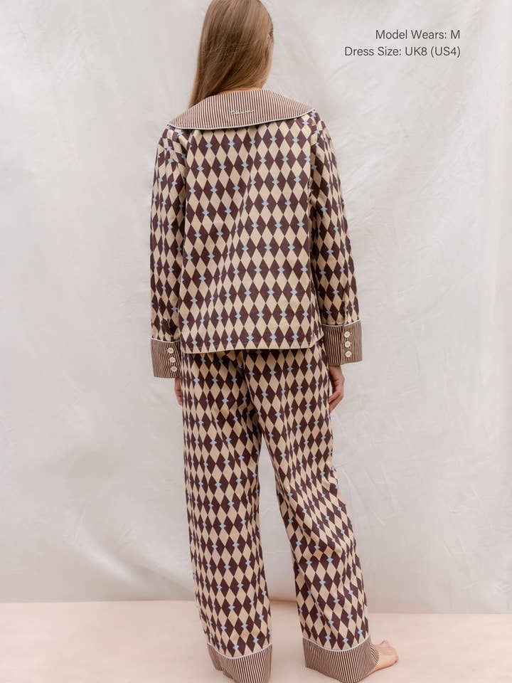 TBCo - Wholesale Sleepwear set – Women's - Cotton Pyjamas in Camel Harlequin2