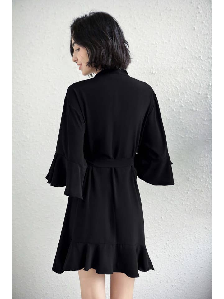 Mackleys - Wholesale Robe - Women's - PREORDER Solid Matte Satin Ruffle Robe2