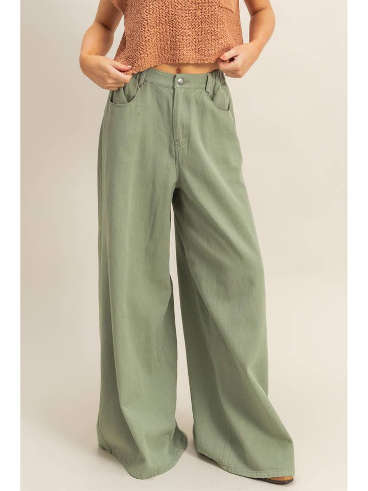 Washed Wide-Leg Trousers for wholesale by HYFVE