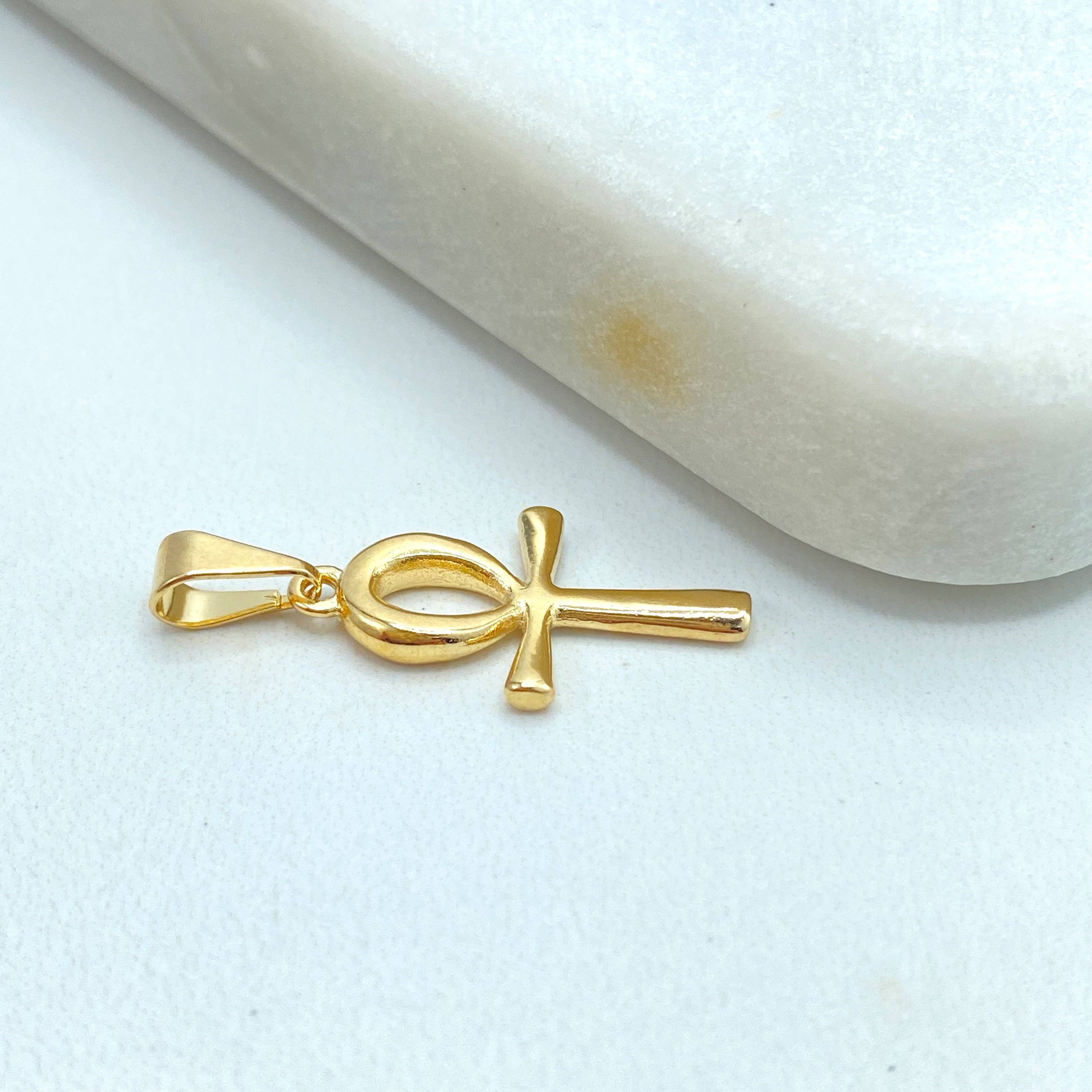 Luxus Accessories - Wholesale Individual Charm/Pendant - 18k Gold Filled Egyptian Ankh Cross Hollow Charm, Egyptian Key of Life Ankh Charm, Tiny Ankh Cross Pendant4