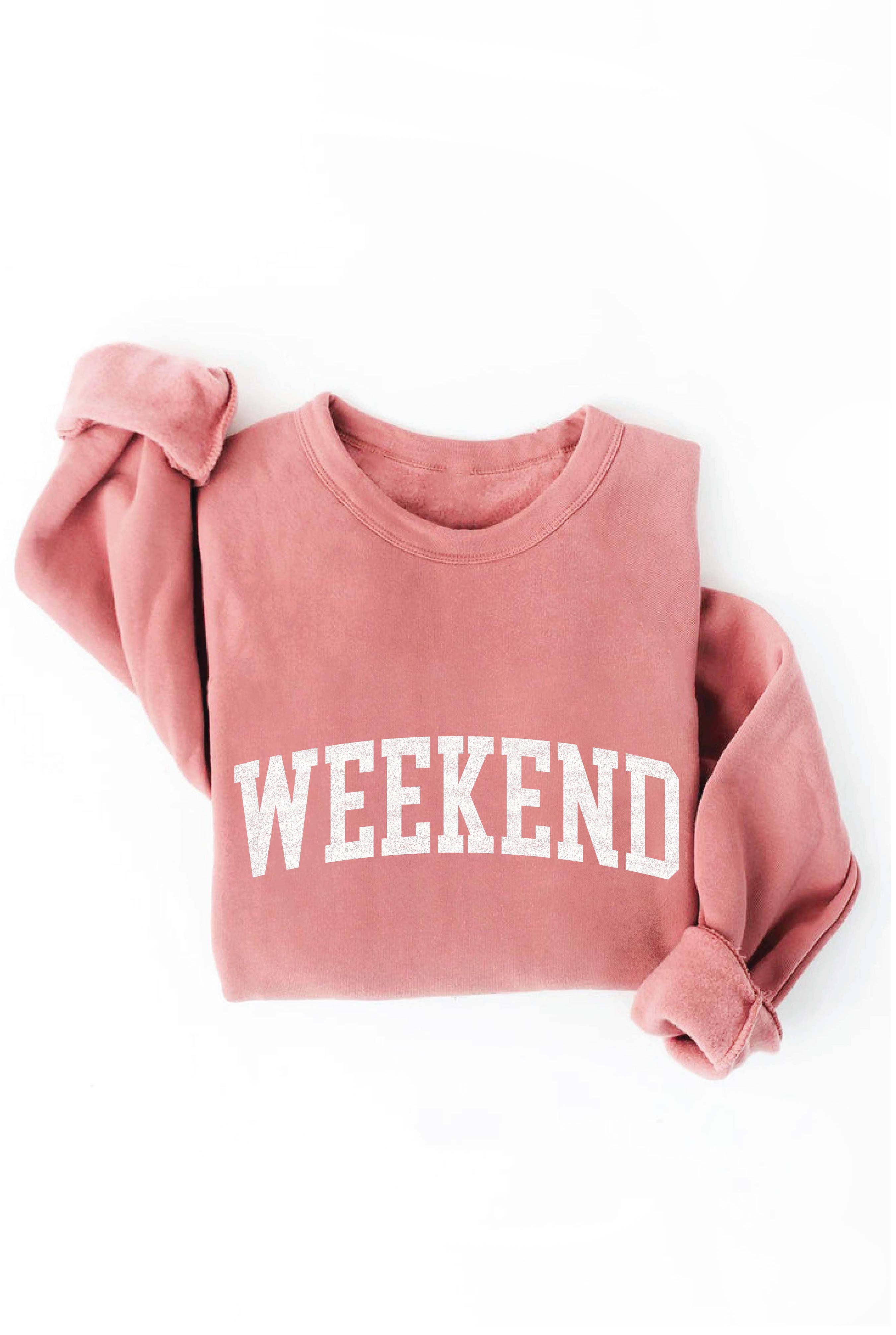 OAT COLLECTIVE – Camisola gráfica - Mulher por atacado – Moletom Unissex WEEKEND de Lã com Estampa - Caimento Relaxado1