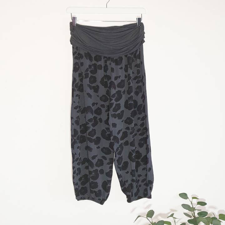 Leopard print hareem style pants with stretchy jersey waistband (O/S) for wholesale by Tempest Designs