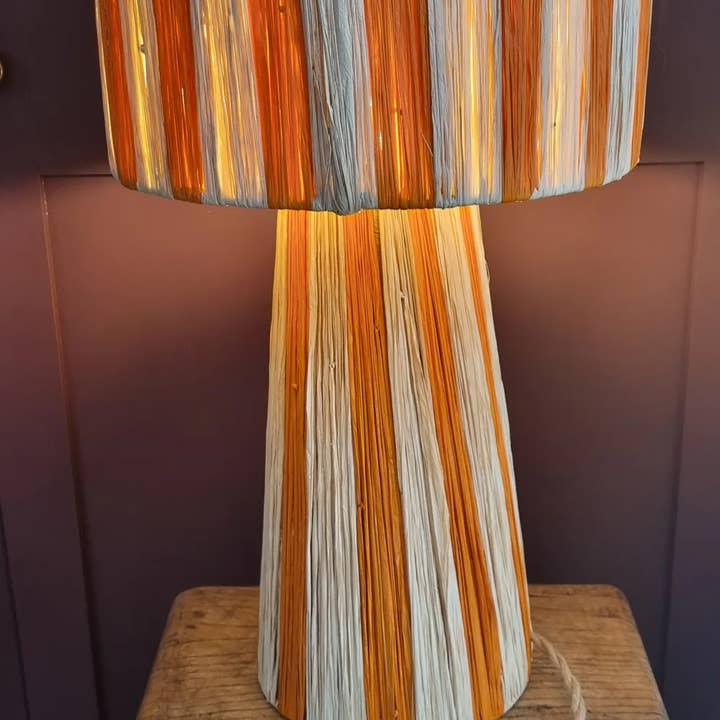 High crafty - Wholesale Accent/Desk Lamp - Handmade Moroccan Raffia Striped Lamp – Natural Fiber Table 10