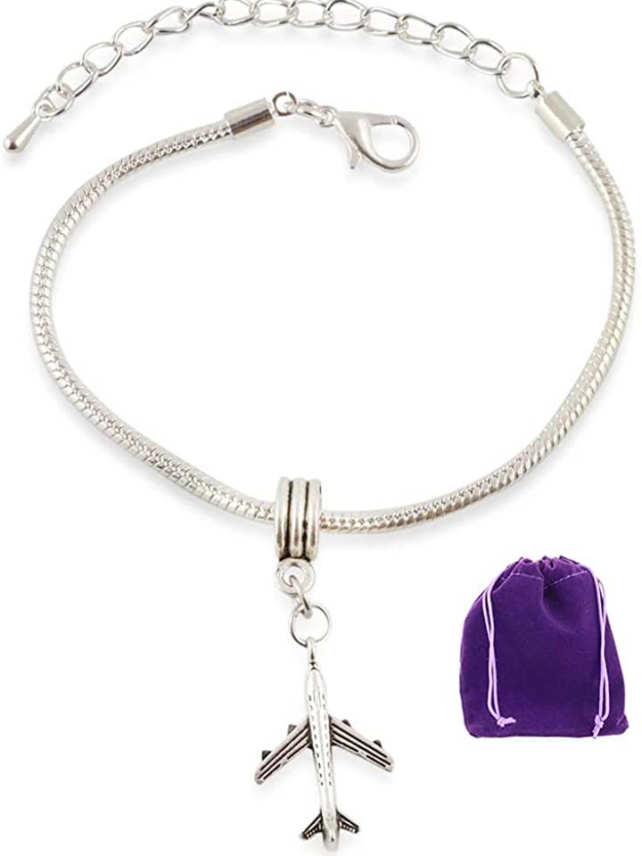 Jet Plane Snake Chain Charm Bracelet for wholesale by Dave The Bunny