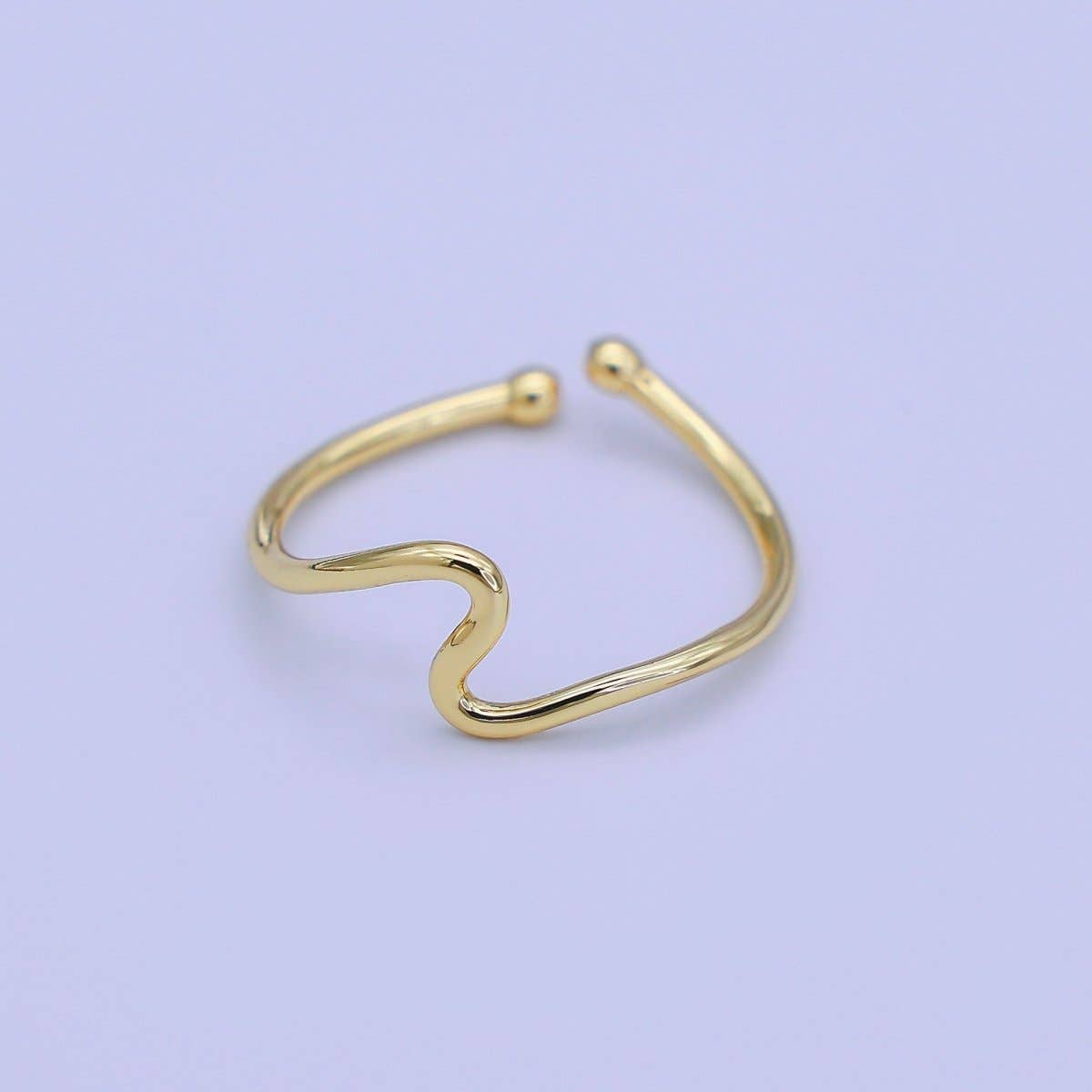 Aim Eternal - Wholesale Band/Stacked Ring - Minimalist Ring Gold Open Ring Wave Curvy Ring, Thin Ring Gold Ring Dainty Stackable Ring Adjustable Ring.R-0840