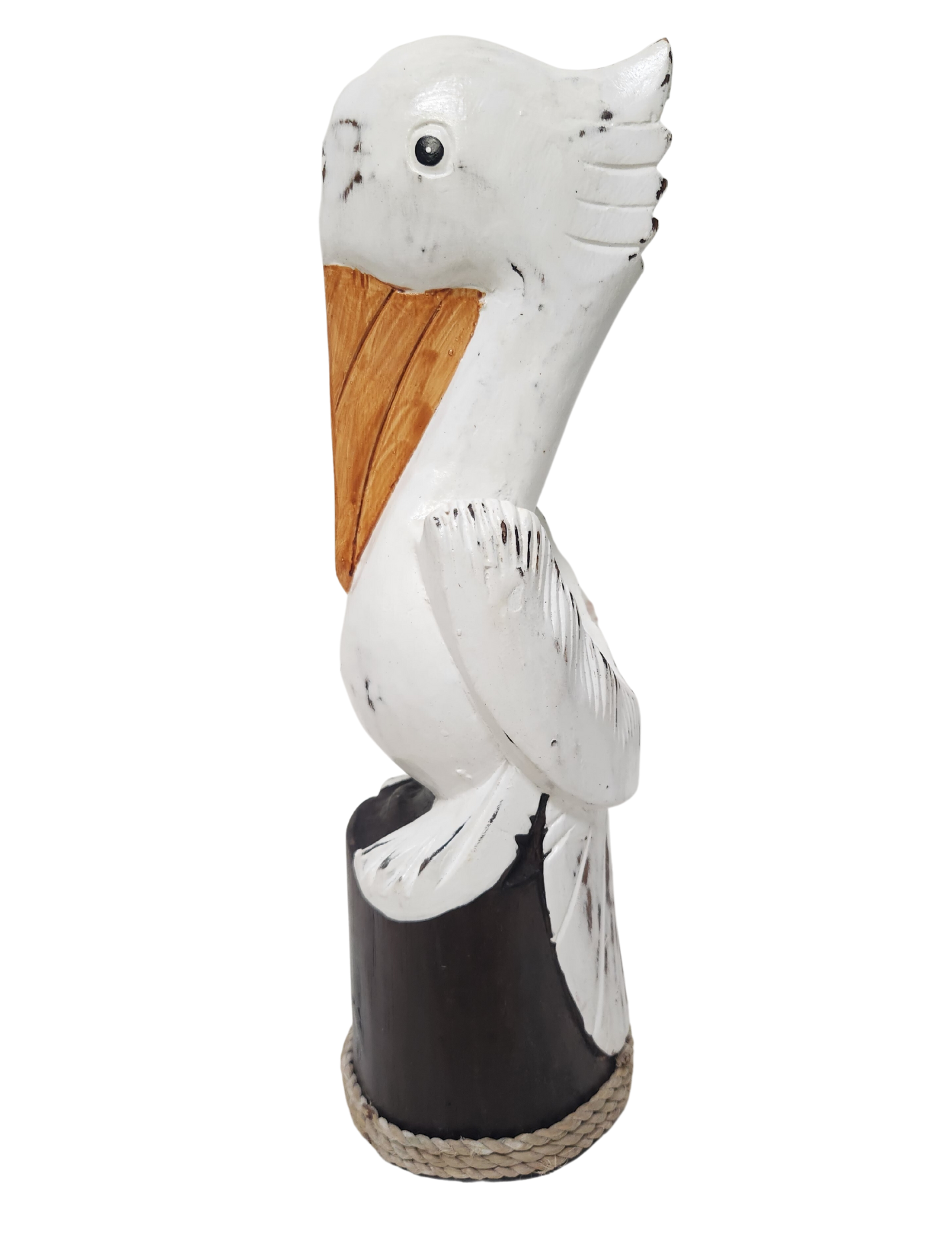 White Elephant - Wholesale Sculpture - Pelican Hand Carved Painted 14" 1