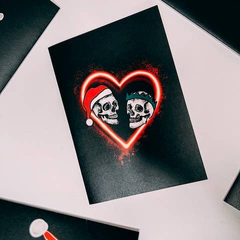 Wayward - Vendita all'ingrosso Biglietti di auguri di Natale - Biglietto natalizio con teschio al neon1