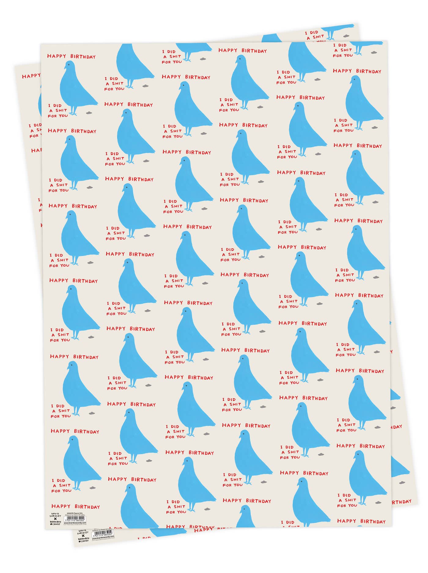 David Shrigley x Brainbox Candy – wholesale Omslagspapper – Roligt Presentpapper - Duvskit - Paket med 2 Vikta Ark4