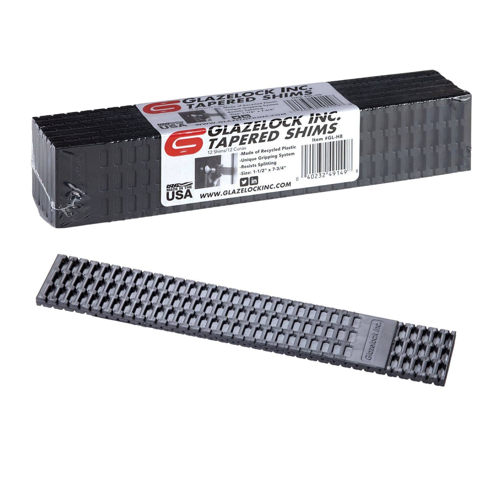 FLI Products - Wholesale Craft Tool - Glazelock GL-H8 Tapered Wedge Shims Black 1-1/2" x 7-3/4"0