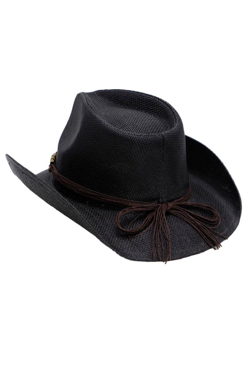 Cap Zone - Wholesale Cowboy Hat - Women's - Butterfly Emblem Waxed String Straw Cowboy Hat2
