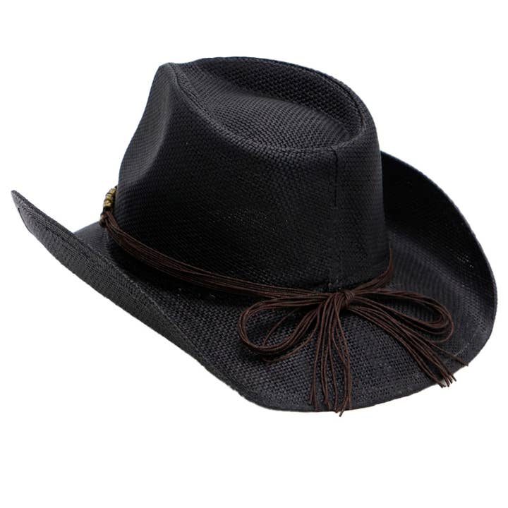 Cap Zone - Wholesale Cowboy Hat - Women's - Butterfly Emblem Waxed String Straw Cowboy Hat2
