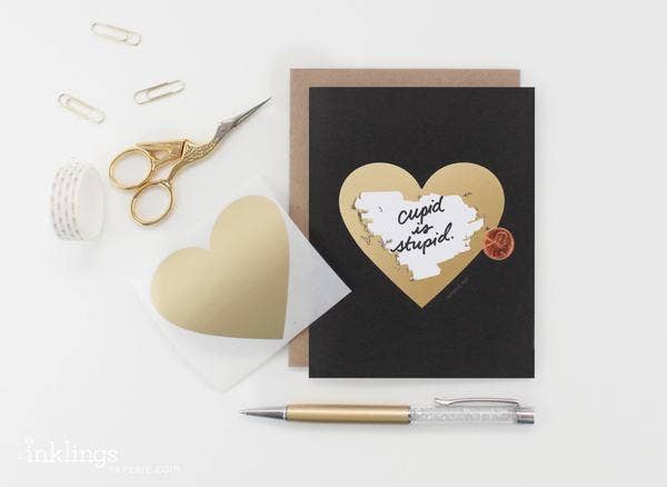 Inklings Paperie - Wholesale Love Card - Scratch-off Card - Black + Gold Heart - Love/Friendship2