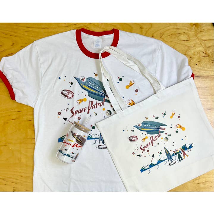 Astro Bettie - Wholesale Screen Printed T-Shirt - Women's - Space Patrol Red and White Ringer T-Shirt