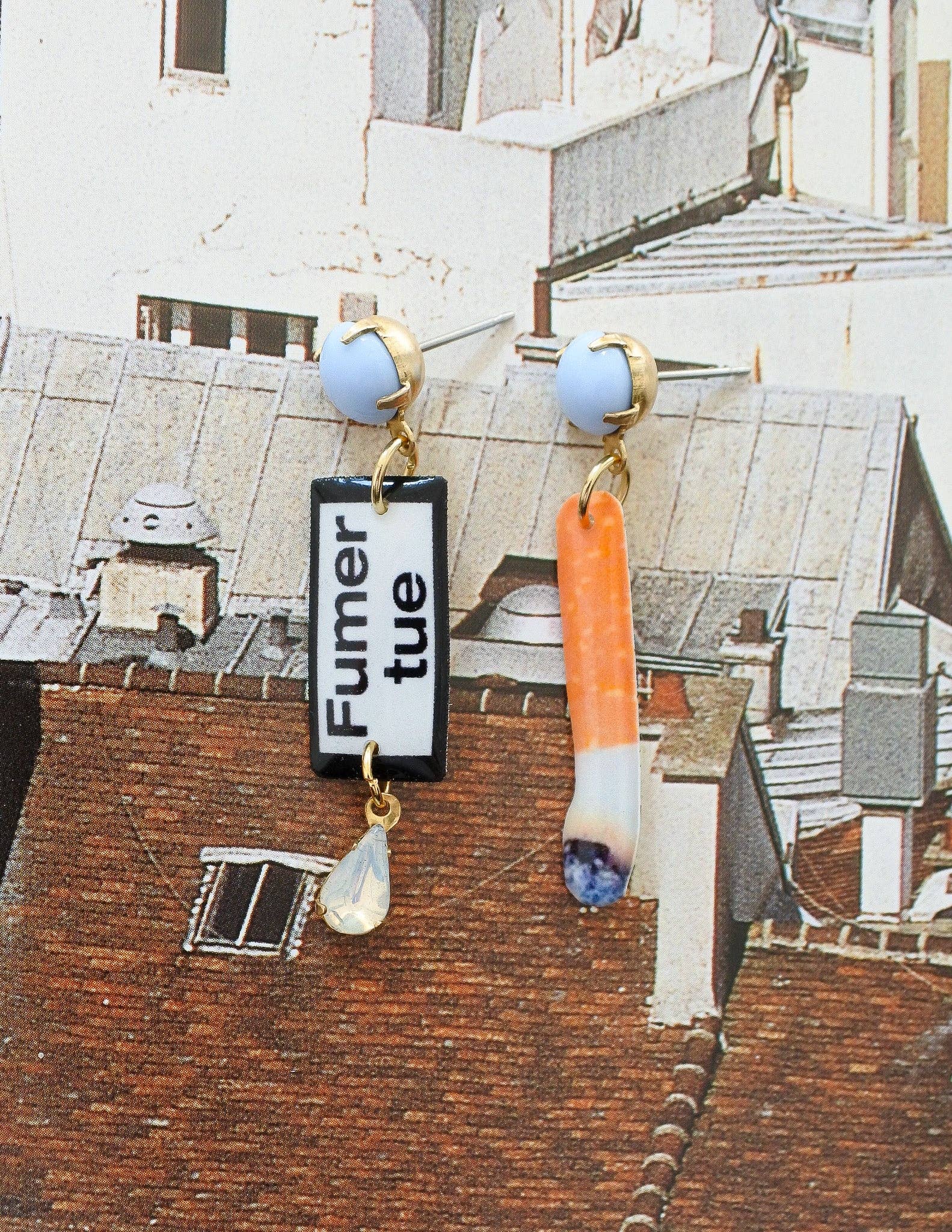 Haricot Vert - Wholesale Dangle Earrings - smoking kills dangle set2