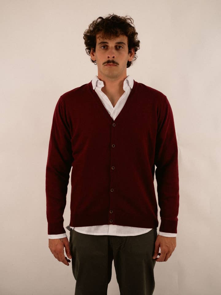 Cardigan classique en coton - Bordeux pour la vente par ARMAZÉM DAS MALHAS
