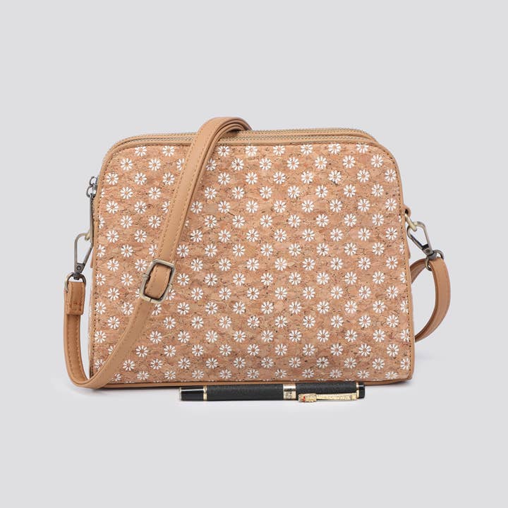 House of Milano - Wholesale Top Handle Bag - Women's - 3145 Cork Triple Compartment Crossbody Bag11