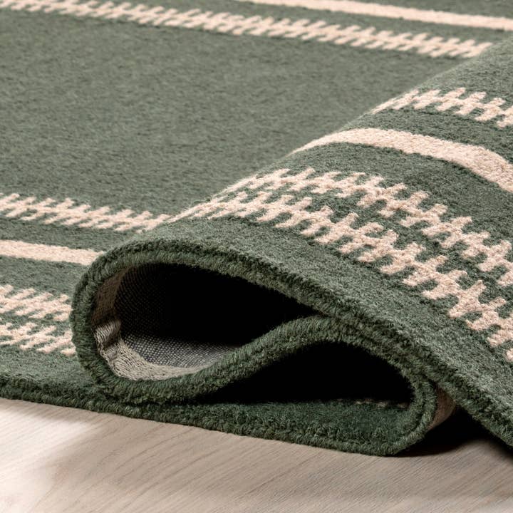 Green Kari Striped Wool Area Rug for wholesale on Faire