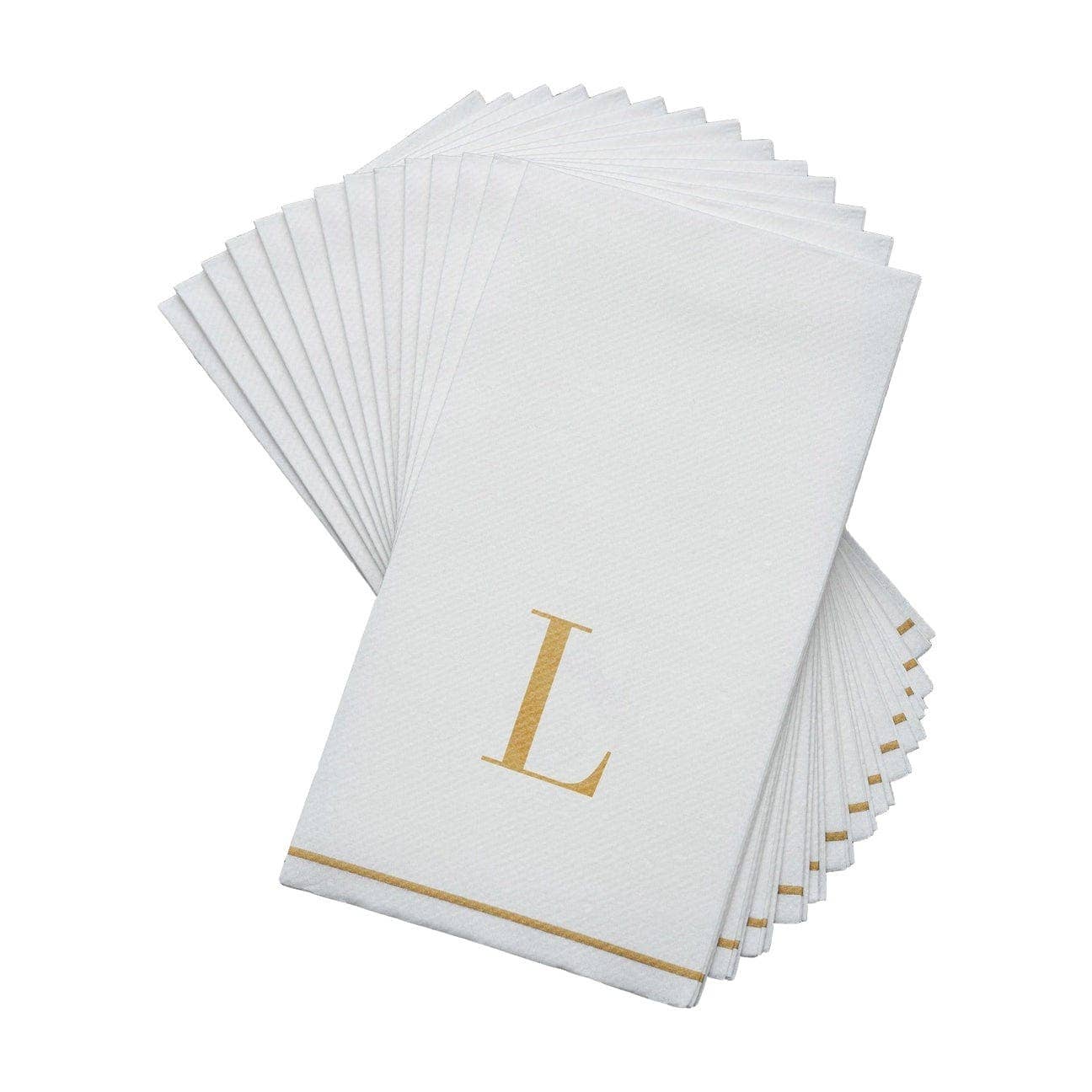Luxe Party – wholesale Disposable napkin – L Gold Monogram Paper Disposable Dinner Napkins | 14 Napkins1