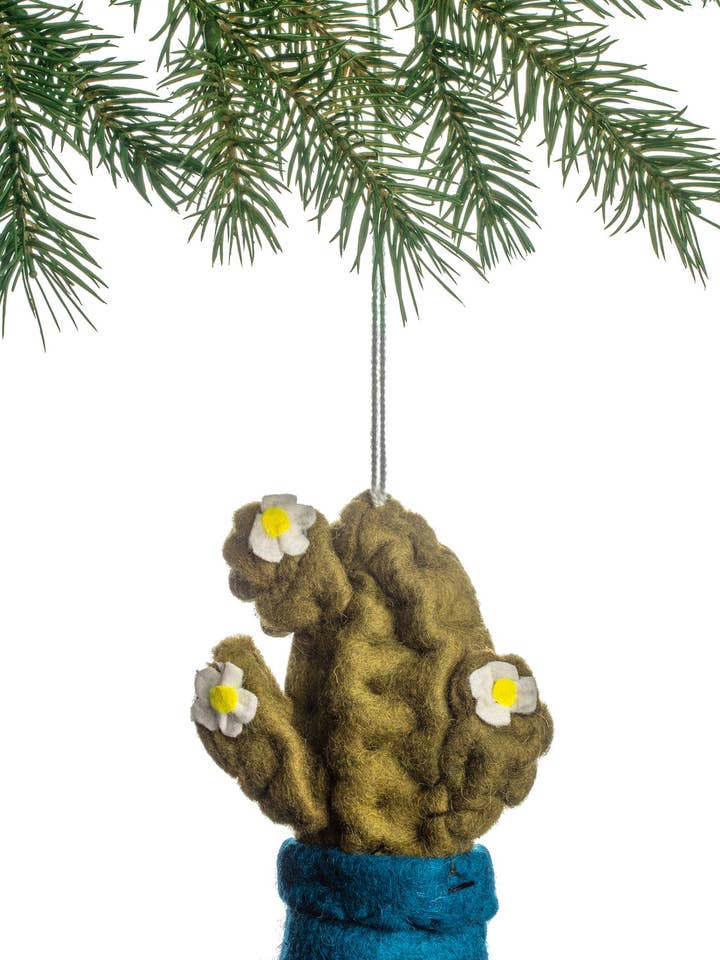 Adorno de cactus Saguaro, maceta azul para venta al por mayor de Silk Road Bazaar