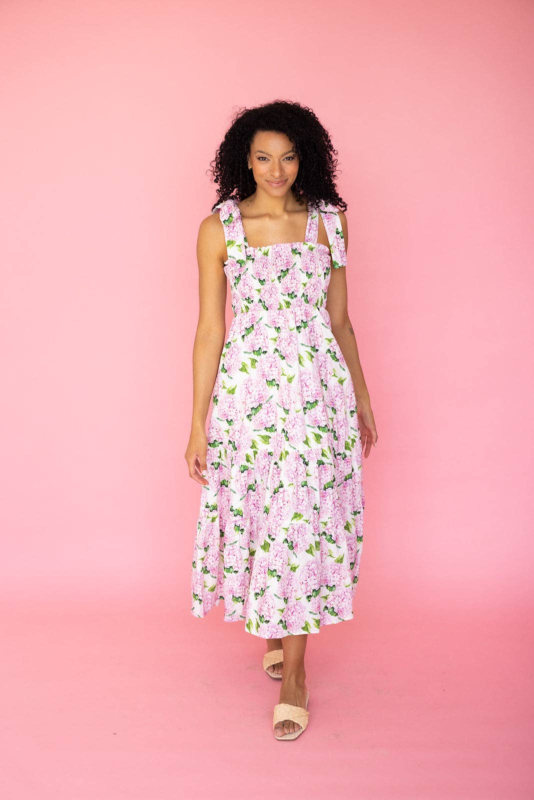 Kathleen Maeve - Wholesale Dress - Women's - Emma Bow Maxi Dress | Pink Hydrangeas12