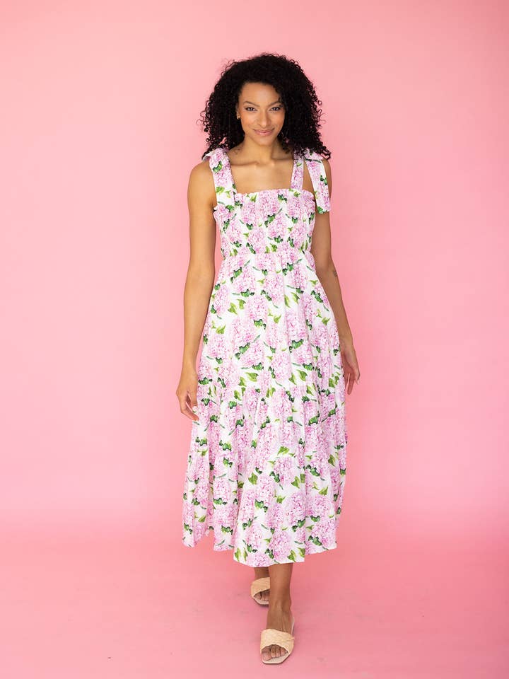 Kathleen Maeve - Wholesale Dress - Women's - Emma Bow Maxi Dress | Pink Hydrangeas12