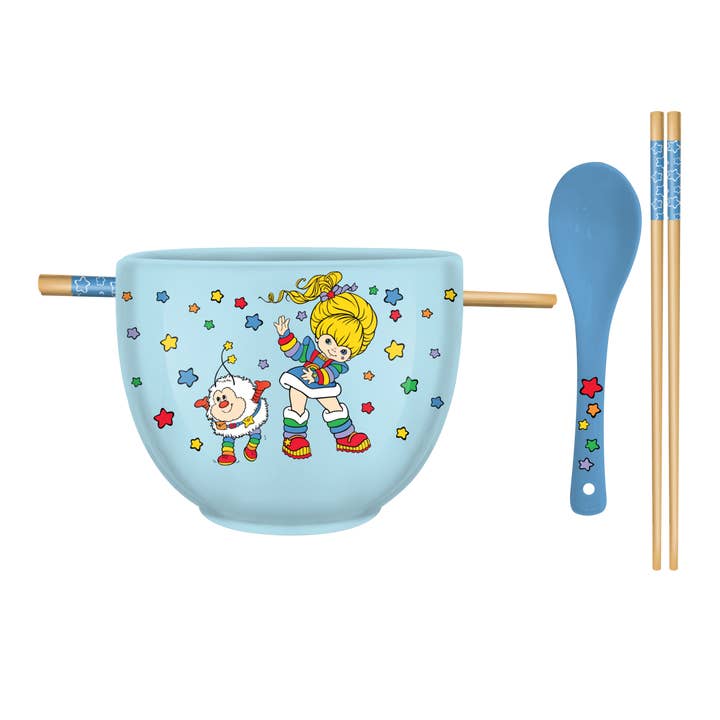 Rainbow Brite 20oz Ceramic Ramen Bowl w/ Chopsticks & Spoon for wholesale by Silver Buffalo