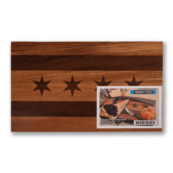 Chicago Flag Cocktail Cutting Board for wholesale by Transit Tees