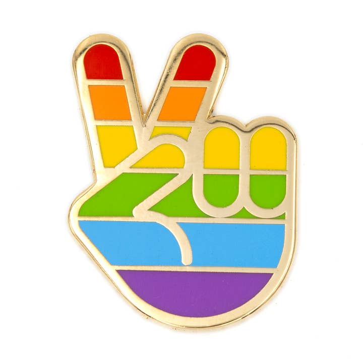 Rainbow Pride Peace Hand Enamel Pin for wholesale by These Are Things