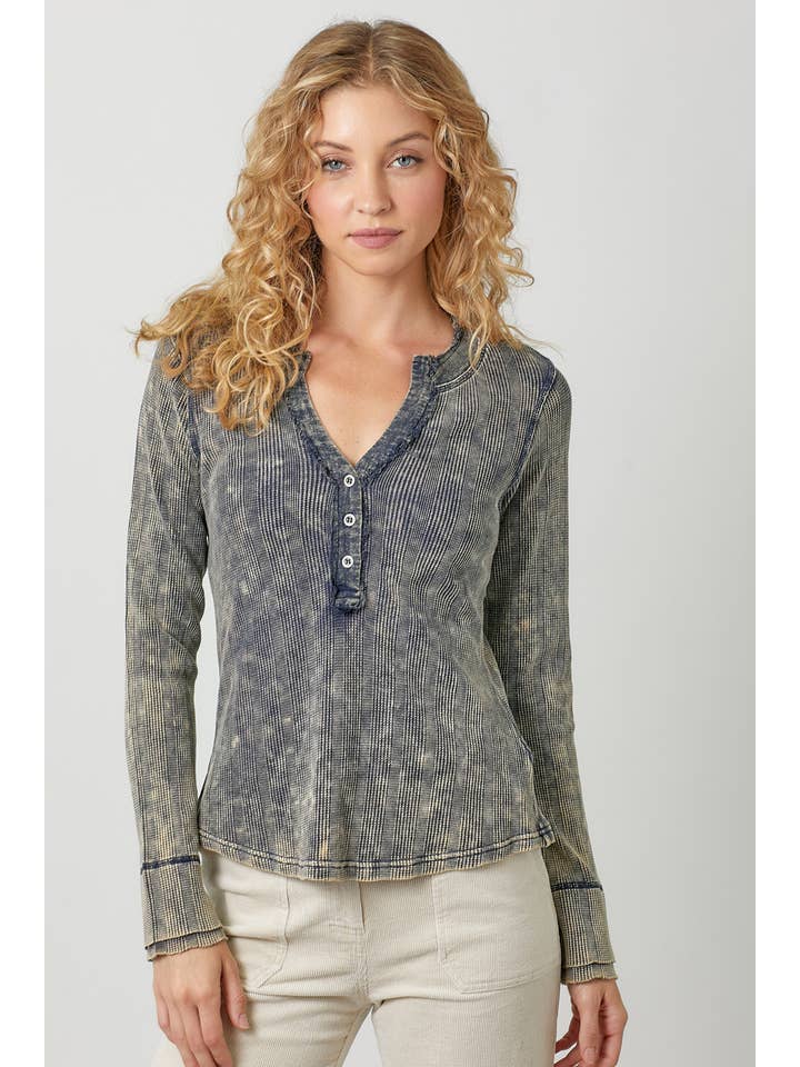 Mystree - Wholesale Knit Top - Women's - 60343 Washed Thermal Henley Top