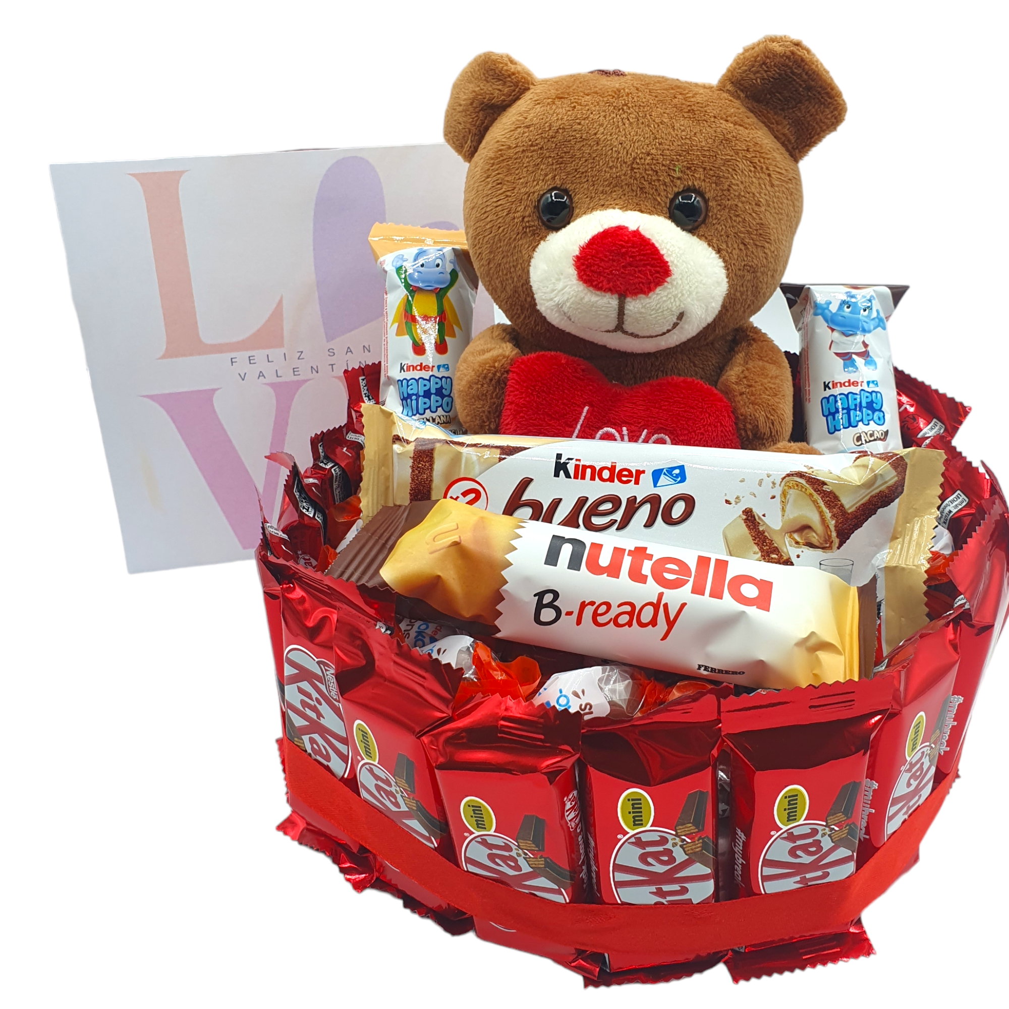 IAMI - Vendita all'ingrosso Confezioni di cioccolatini - Torta al cioccolato Kit Kat con orsacchiotto LOVE - San Valentino1