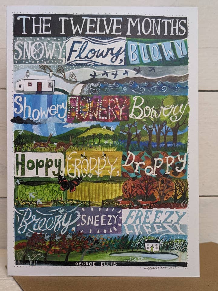 Biglietto di auguri grande per dodici mesi per la vendita all'ingrosso da parte di Driftwood Designs