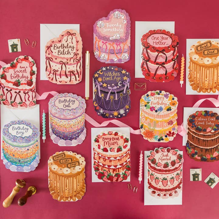 Two For Joy Illustration - Wholesale Mother's Day Card - Berry Best Mum - Cake Shaped Greeting Card for Mother's Day3