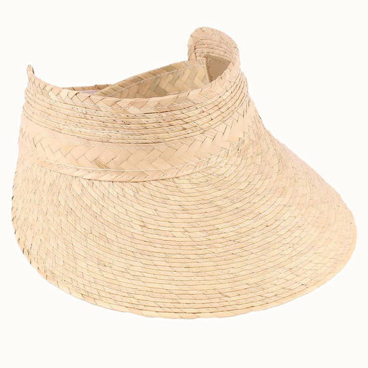 Olive & Pique - Wholesale Visor - Women's - Palm Leaf Braid 4" Brim Visor, Rollable Packable, Velcro