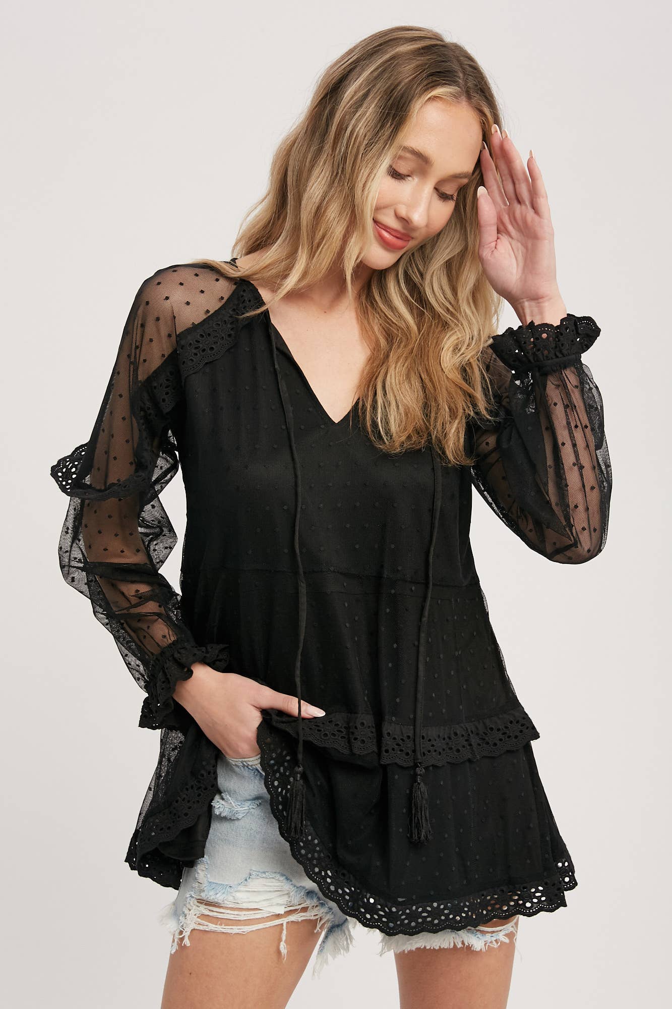 Bluivy - Wholesale Tunic - Women's - DOTTED TULLE LACE TUNIC4