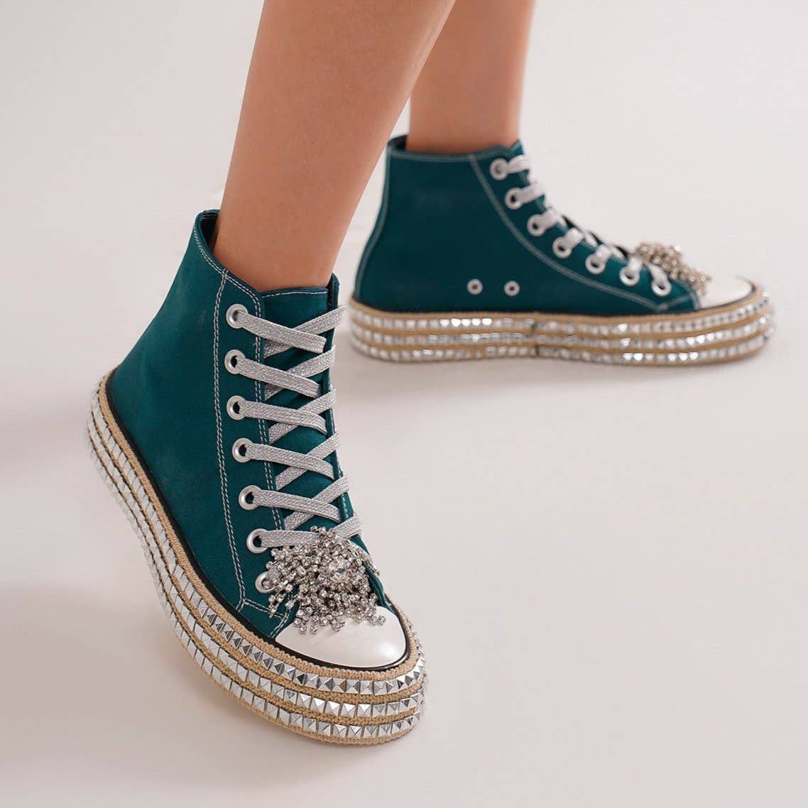 CCOCCI - Wholesale Lifestyle Sneakers - Women's - ASH-01 BEDAZZELED DECOR ROCKSTUD PLATFORM HIGH TOP SNEAKERS29