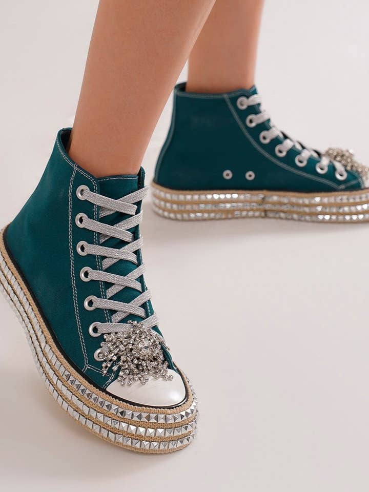 CCOCCI - Wholesale Lifestyle trainers – Women′s - ASH-01 BEDAZZELED DECOR ROCKSTUD PLATFORM HIGH TOP SNEAKERS29
