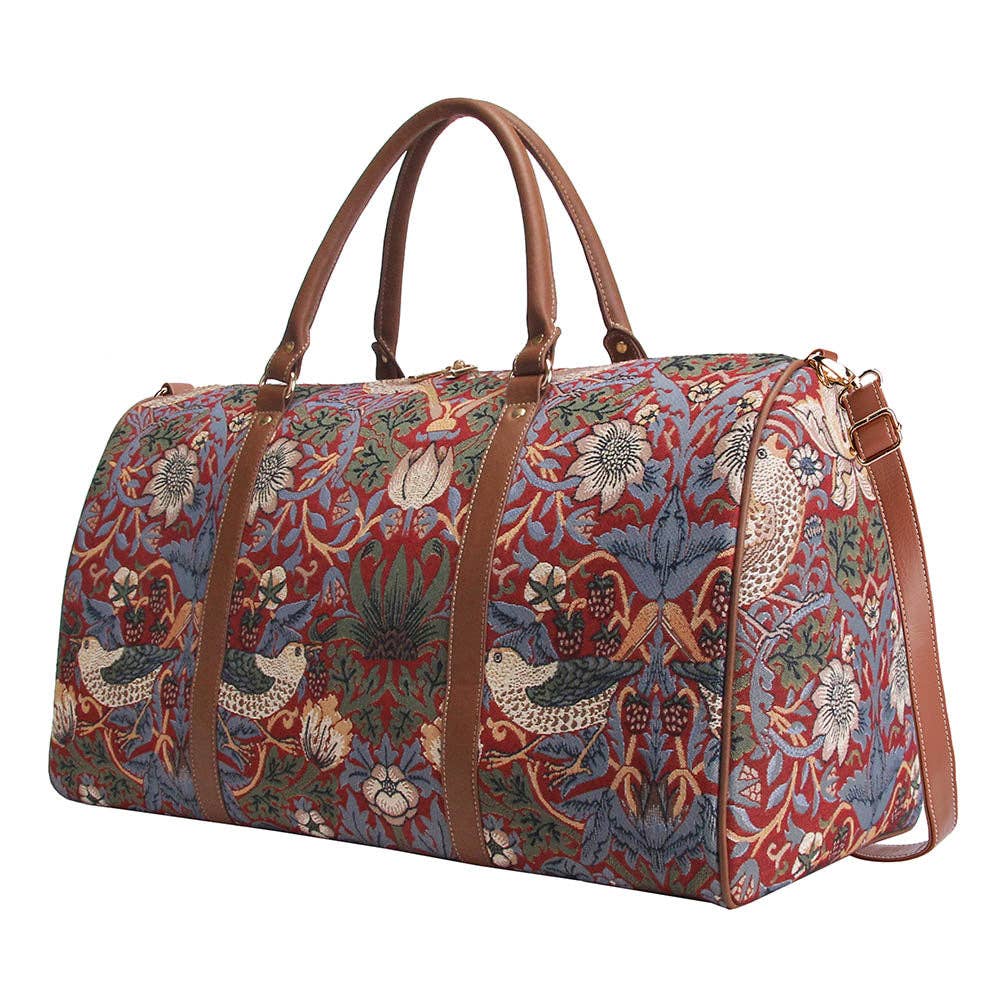 Signare Tapestry - Wholesale Weekender Bag - Unisex - William Morris Strawberry Thief Red - Big Holdall Bag1