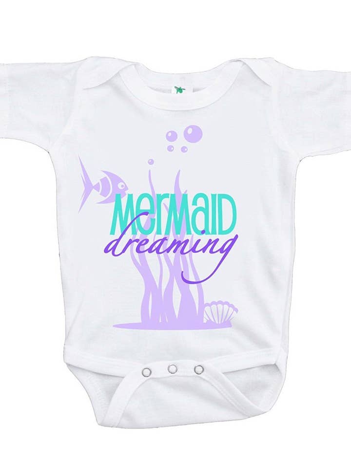 7 ate 9 Apparel Baby Girl's Mermaid Dreaming Onepiece for wholesale by 7 ate 9 Apparel