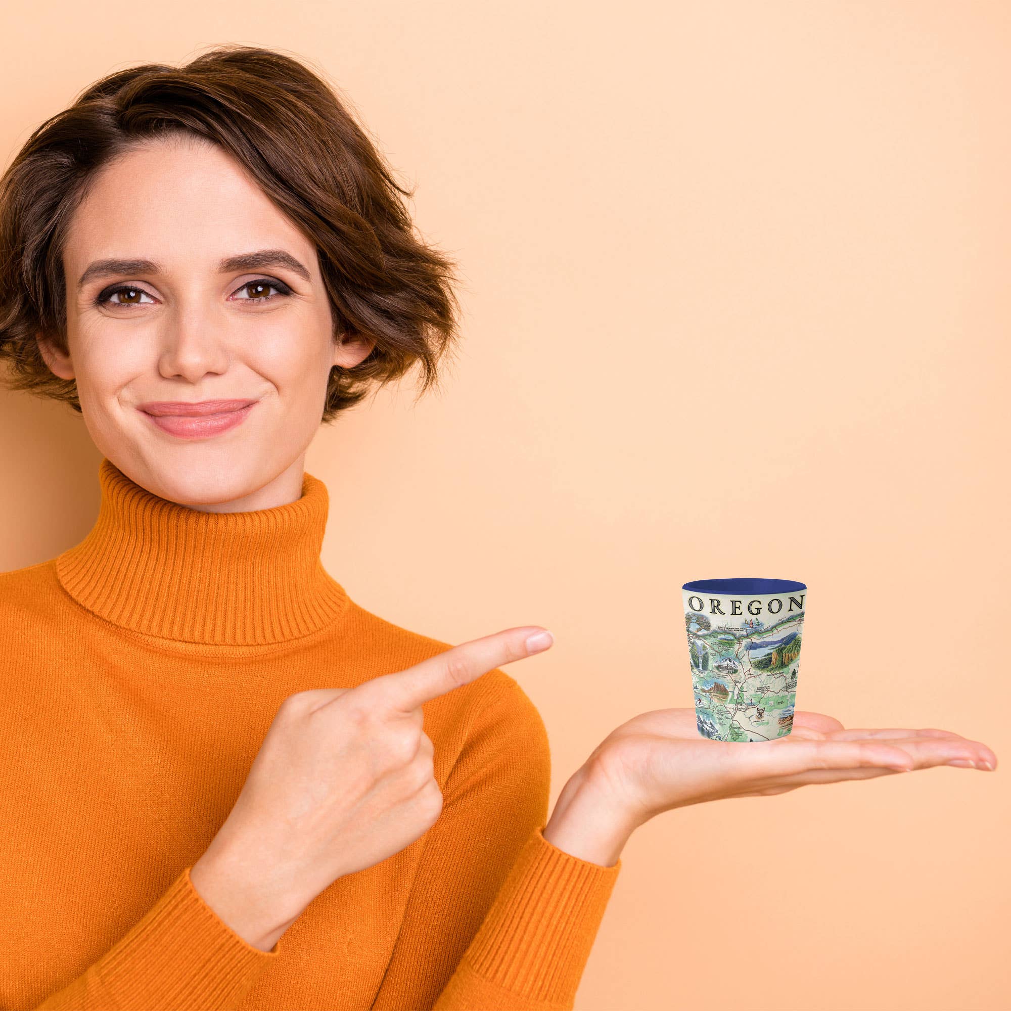 XPLORER MAPS - Wholesale Shot Glass - Oregon State Map Ceramic Shot Glass - 1.5 oz1