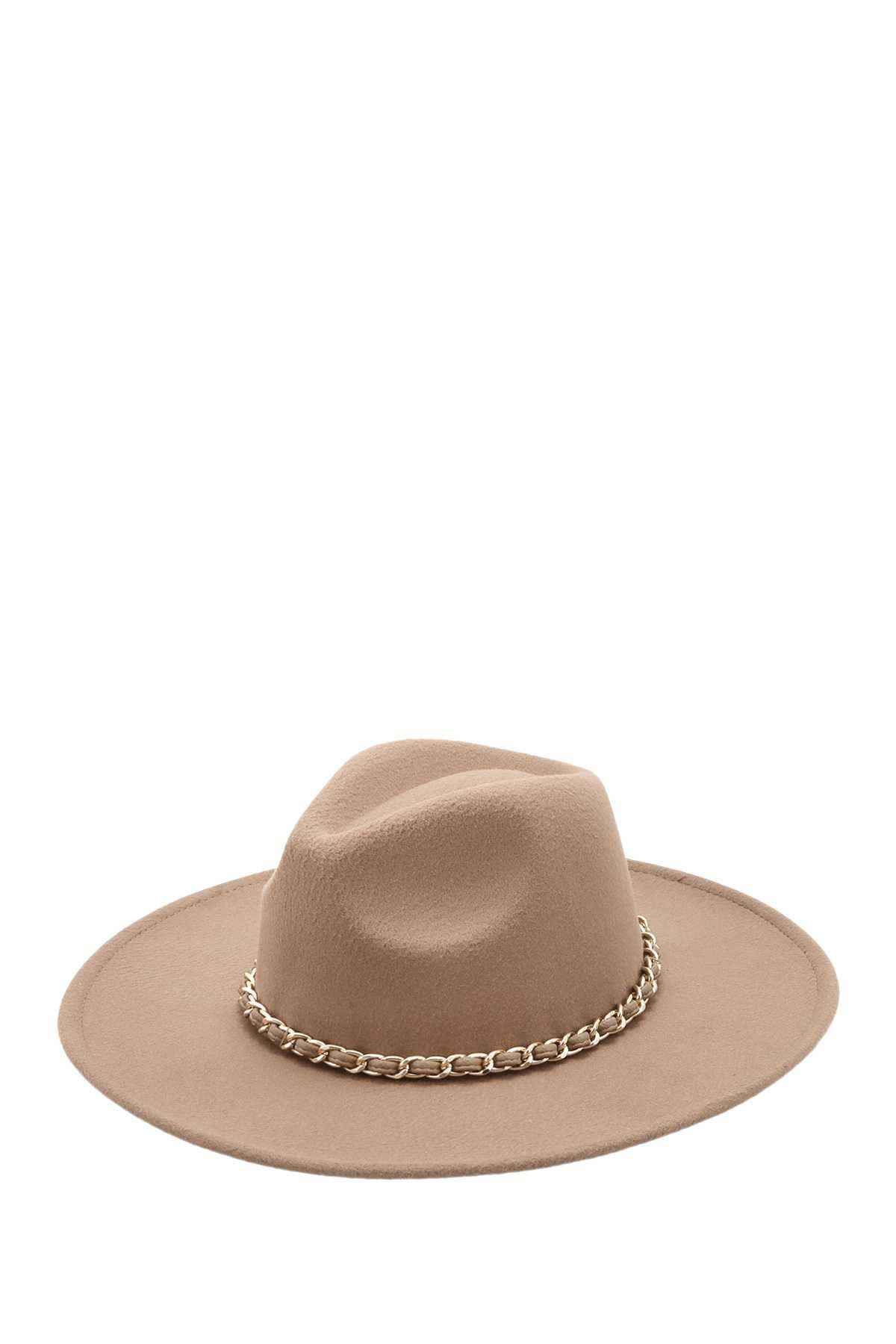 anbfashion - Wholesale Fedora - Women's - Fedora Hat with Leather Tiered Chain 061