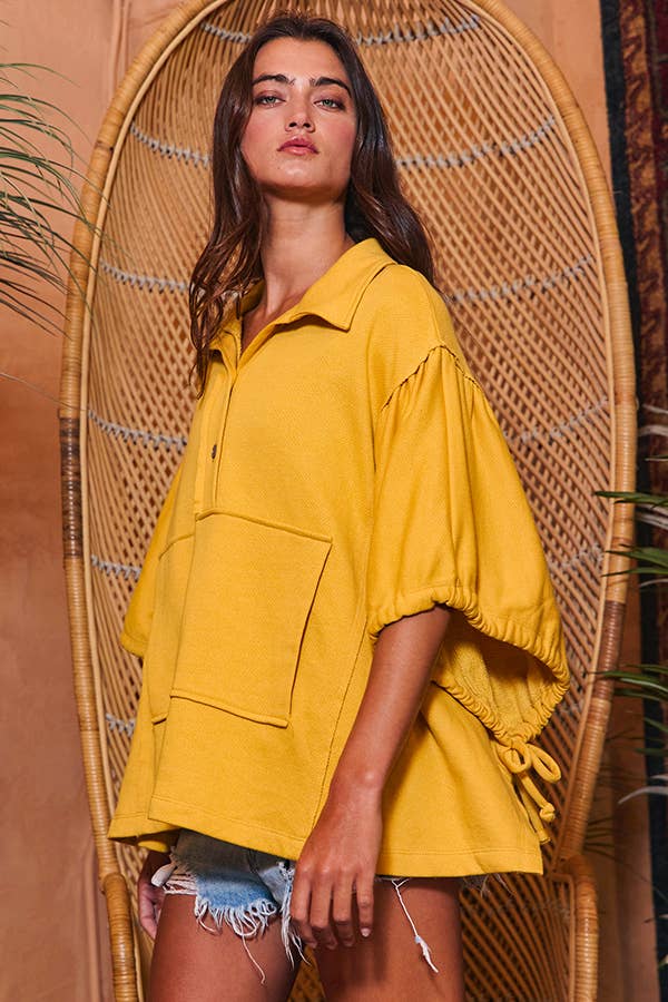 BUCKETLIST INC - Vente Tunique – femme - T2195 Haut uni surdimensionné à manches nouées et à lacets27