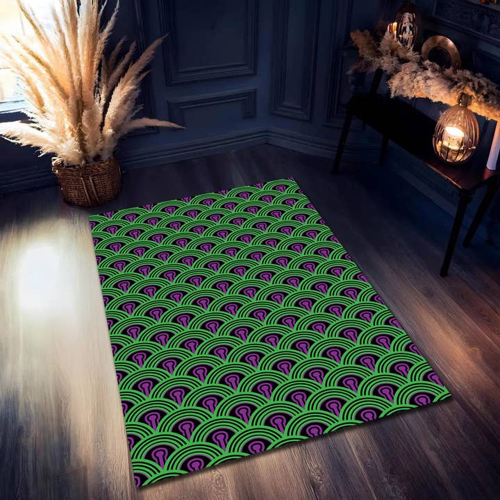 Alfombra del Hotel Overlook: Decoración de Terror Geométrica Verde para venta al por mayor de Rugendary Trade LLC