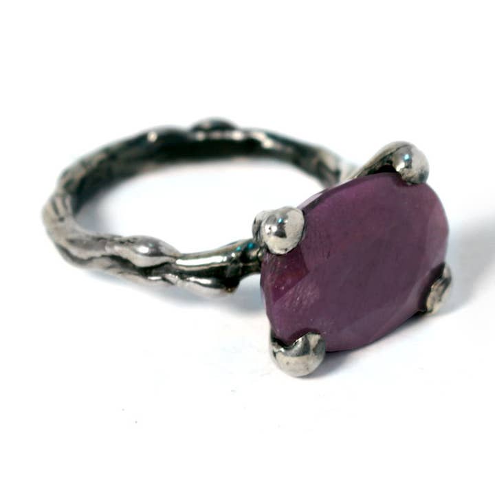 Faceted Ruby Root Ring for wholesale by Arlo Haisek