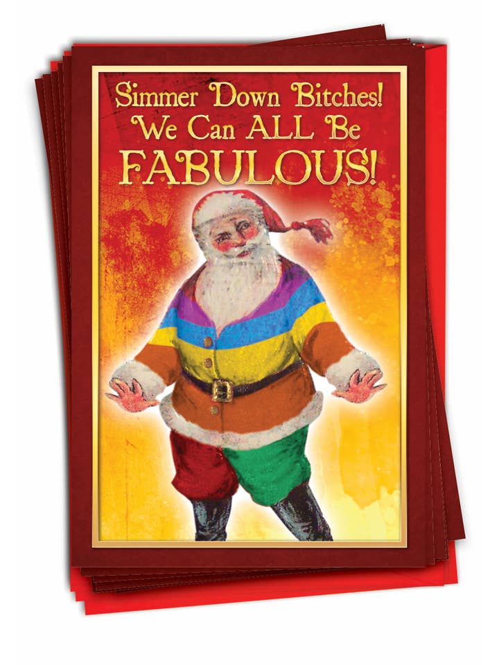 Æske med 12 julekort - Simmer Down Bitches for engroshandel hos NobleWorks
