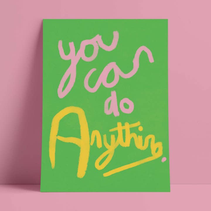 You Can Do Anything Kunstdruck, Grün, Rosa, Gelb für den Großhandel von Orla and the Gang