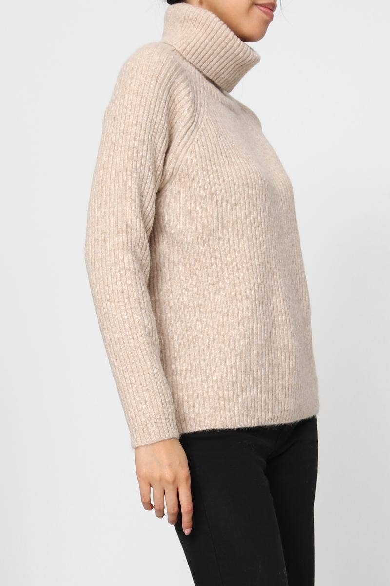 DIX-ONZE - Vente Pull en maille – femme - Pull Maille Côtelée – Col Roulé & Manches Longues9
