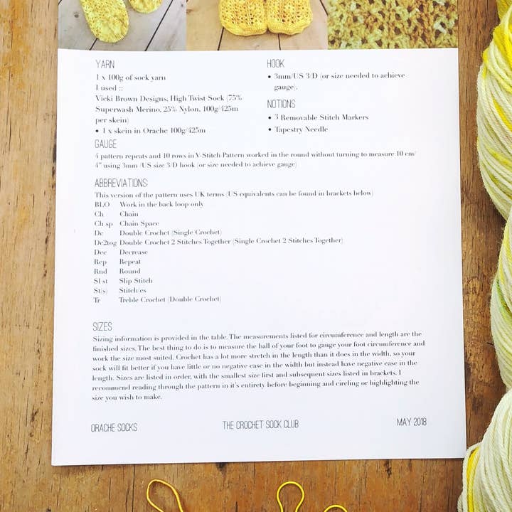 Häkelanleitung - Orache Socks - PRINT für den Großhandel von Vicki Brown Designs