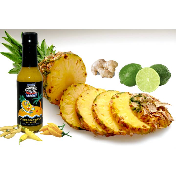 Rising Smoke Sauceworks – wholesale Hot sauce – 5 oz Pineapple Oasis Hot Sauce (half case - 6 bottles)