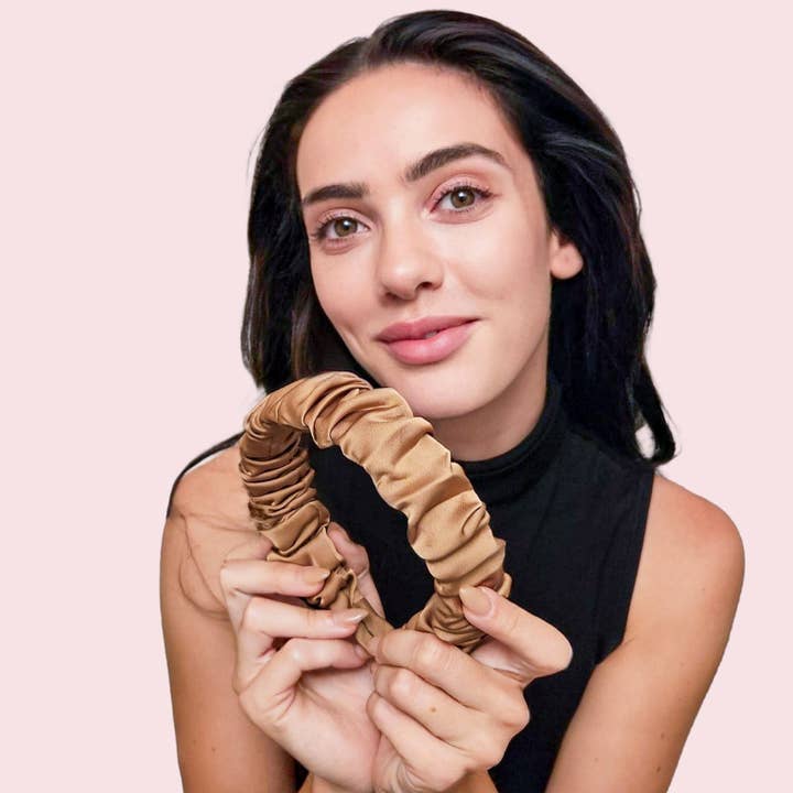 GRACE & COMPANY - Wholesale Fashion Headband - Women's - Gemma Ruched Satin Headband - Plum7